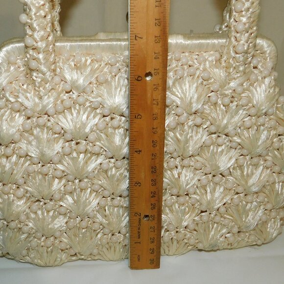 Vintage Woven Beaded Handbag Kiss Lock Closure Made In Japan - Picture 9 of 9